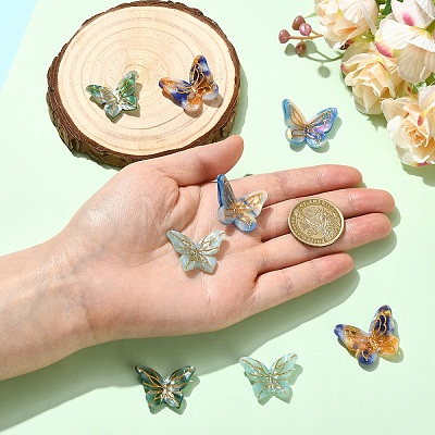 8Pcs 4 Styles Cellulose Acetate(Resin) Pendants MACR-YW0004-88-1