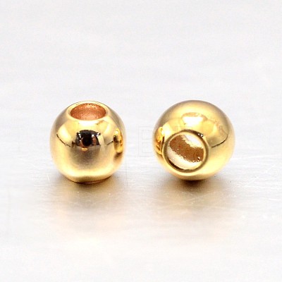 Real 18K Gold Plated Brass Round Spacer Beads X-KK-L147-197-2.5mm-NR-1