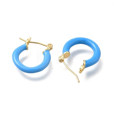 Brass Enamel Hoop Earrings for Women EJEW-M211-01LG-E-1