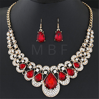 Alloy Rhinestone Pendant Necklaces & Earrings Sets for Women WGE8301-04-1