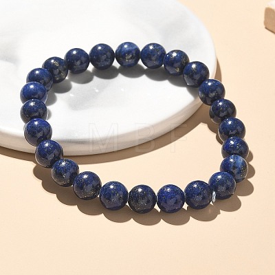 Natural Lapis Lazuli Bead Stretch Bracelets X-BJEW-K212-B-047-1