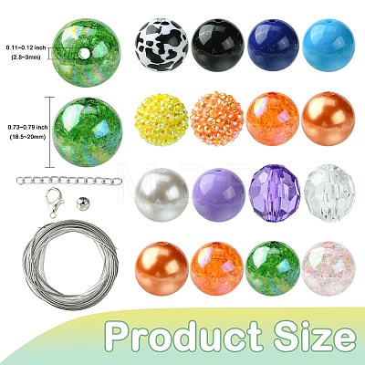 Round Opaque Acrylic Beads Kit OACR-CJC0002-05B-1