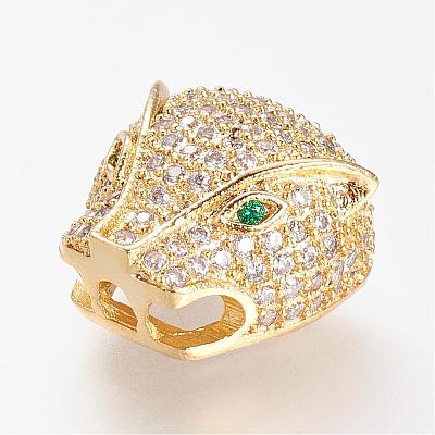 Brass Micro Pave Cubic Zirconia Beads ZIRC-S053-YS043-2-1