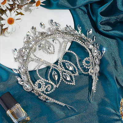 Stainless Steel Rhinestone Hair Bands for Women OHAR-WH0039-18-1