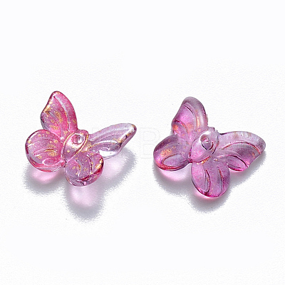 Two Tone Transparent Spray Painted Glass Charms GLAA-T016-22A-1