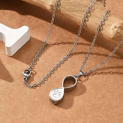 304 Stainless Steel Infinity Pet Urn Ashes Necklaces STAS-Z106-02P-1