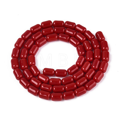 Opaque Solid Color Glass Beads Strands GLAA-N058-4x6mm-B01-1