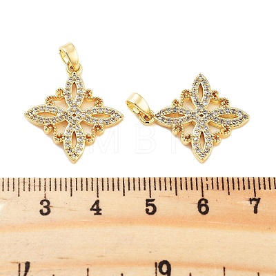 Rack Plating Brass Clear Cubic Zirconia Pendants KK-S379-06G-1