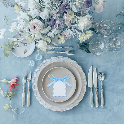 100Pcs Rectangle Paper Table Cards with 100Pcs Polyester Ribbons for Wedding Party Celebration Supplies OFST-WH0004-122C-1