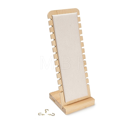 12-Slot Bamboo L-Shaped Necklace Organizer Display Stands with Velvet Mat NDIS-F005-01D-1