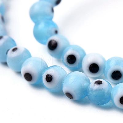 Handmade Evil Eye Lampwork Round Bead Strands LAMP-L055-4mm-05-1