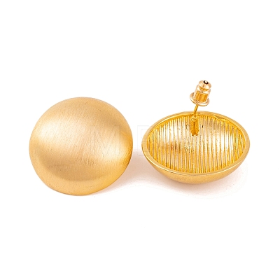 Half Round Drawbench Brass Stud Earrings for Women EJEW-G391-16G-1