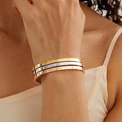 3Pcs Christmas Stainless Steel Hinged Bangles Set FR7657-1