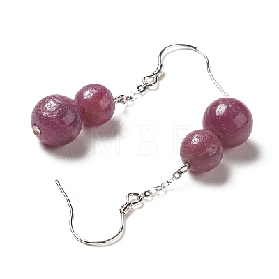Natural Gemstone Calabash Dangle Earrings with 925 Sterling Silver Pin for Women EJEW-G287-06-1
