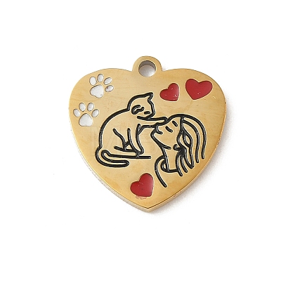 304 Stainless Steel Enamel Pendants STAS-I351-21G-02-1