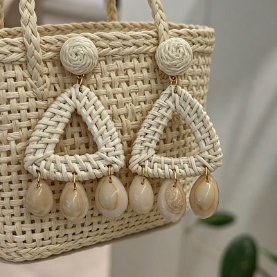 Raffia & Rattan Chandelier Earrings WG28300-01-1