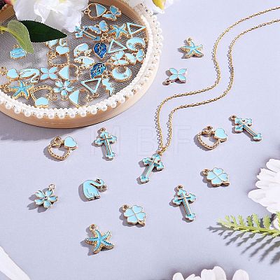 150Pcs 15 Styles Alloy Enamel Pendants ENAM-SZ0001-94-1