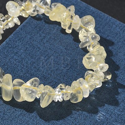 Heated Natural Lemon Quartz Chip Beaded Stretch Bracelets for Women BJEW-D467-01D-1