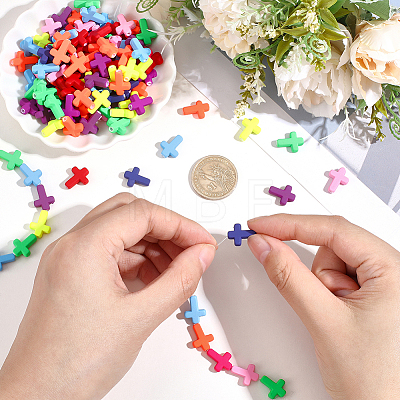 400Pcs Spray Painted Acrylic Beads ACRP-PA0001-05-1
