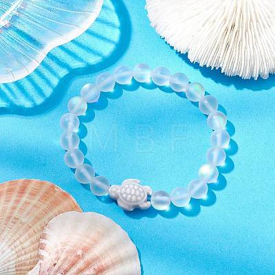 8mm Round Dyed Synthetic Moonstone Beaded Stretch Bracelets BJEW-JB10308-07-1