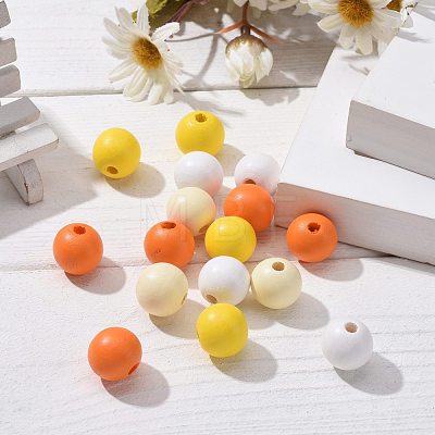 160Pcs 4 Colors Farmhouse Country and Rustic Style Painted Natural Wood Beads WOOD-LS0001-01L-1