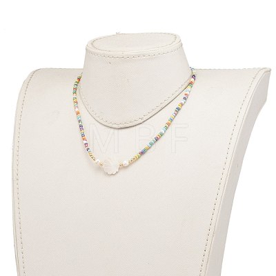Natural Shell Beaded Necklaces NJEW-JN03286-1