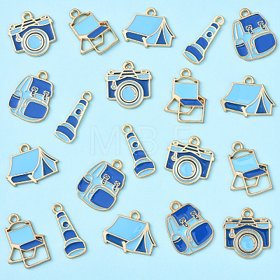20Pcs 5 Styles Camping Equipment Series Alloy Enamel Pendants FIND-YW0007-13B-1