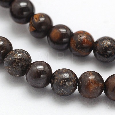 Natural Bronzite Round Beads Strands G-N0166-32-4mm-1