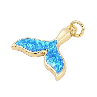 Whale Tail Brass Pendants KK-I723-36G-1