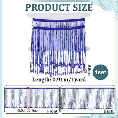 1 Yard Glass Beaded Tassel Ribbon DIY-FG0010-38B-1