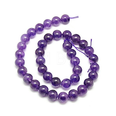 Natural Amethyst Round Beads Strands G-P047A-1AB-1