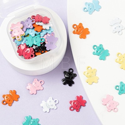 36Pcs 9 Colors Spray Painted Alloy Charms X1-FIND-LS0001-55-1