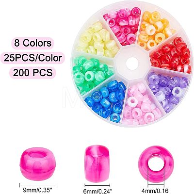 200Pcs 8 Colors Acrylic European Beads MACR-FH0001-05-1