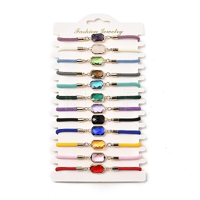 12Pcs 12 Colors Polyester Bracelets BJEW-P340-13A-G-1