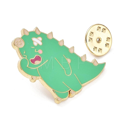 Cartoon Dinosaur with Adhesive Bandage Enamel Pins JEWB-P022-D03-1