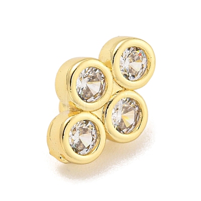 Brass Pave Clear Cubic Zirconia Slide Charms KK-Z072-15G-1