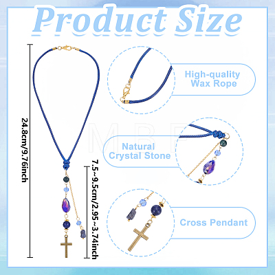 2Pcs Glass Bead & Natural Iolite & Natural Dyed Lapis Lazuli & Alloy Car Pendant Decorations. with Brass Chains and Waxed Polyester Cord HJEW-DR00302-1