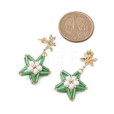 Glass Star Stud Earrings EJEW-MZ00256-1