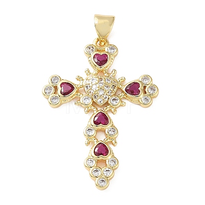 Brass Micro Pave Cubic Zirconia Pendants KK-H279-09G-05-1