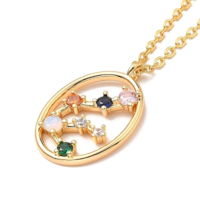 Colorful Cubic Zirconia Constellation Pendant Necklace NJEW-H166-01B-1