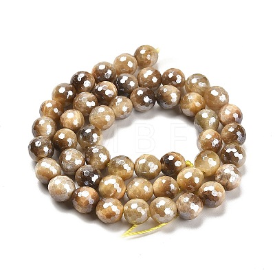 Electroplated Natural Tiger Eye Round Beads Strands G-L598-A04-02-1