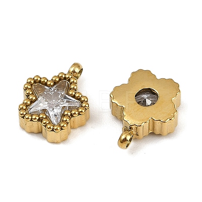 304 Stainless Steel Micro Pave Cubic Zirconia Charms STAS-K302-01A-G-1
