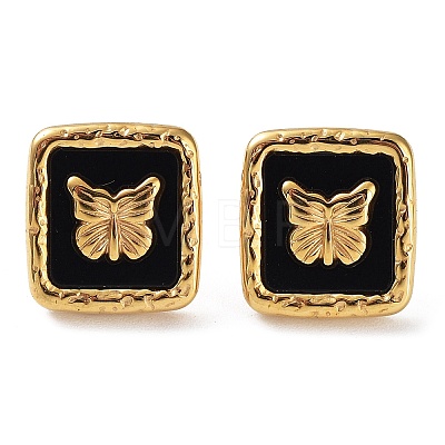 6 Pair 2 Color Square & Butterfly Acrylic Stud Earrings EJEW-A024-05-1