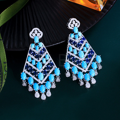 Bohemian Brass Cubic Zirconia Arrow Dangle Stud Earrings FS-WGCE238-01-1
