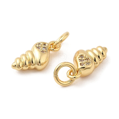 Rack Plating Brass Micro Pave Clear Cubic Zirconia Charms KK-I706-06G-1