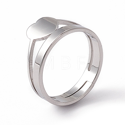 Non-Tarnish 201 Stainless Steel Heart Adjustable Ring for Women RJEW-K238-04P-1