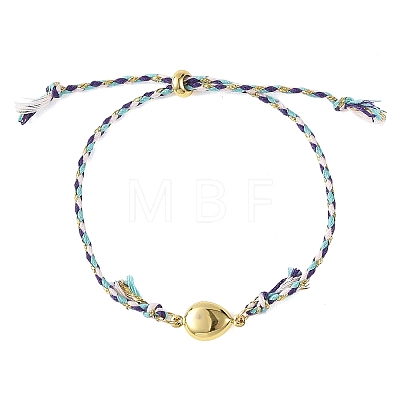 Ocean 304 Stainless Steel Link Adjustable Braided Polycotton Metallic Cord Slider Bracelets BJEW-JB14245-04-1