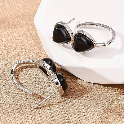 Valentine's Day Heart Natural Obsidian Stud Earrings EJEW-T053-01P-10-1