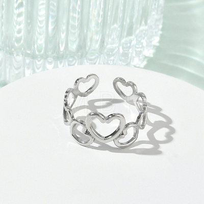 304 Stainless Steel Cuff Open Rings for Women RJEW-L341-01A-P-1