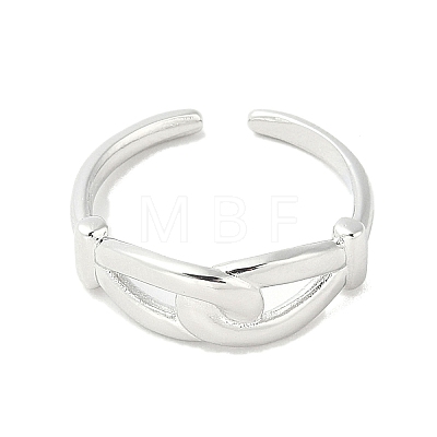 Double Knot Brass Open Cuff Ring for Women RJEW-A040-05P-1